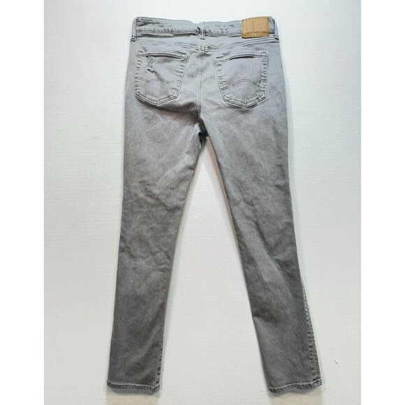 American Eagle Men Airflex+ Slim Jeans Size 33x32 Gray Distressed Casual Classic - Picture 7 of 10